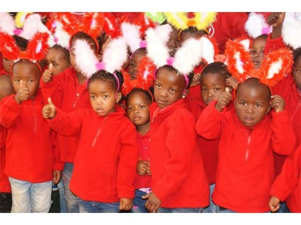 Some of the little one's celebrating their safe haven's fifth birthday.