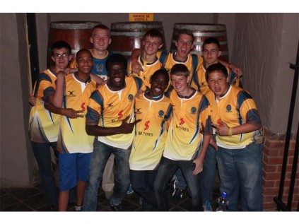 Under 15s. Front: Mitch Ndlela (15), Nathan 'Kudu' Nkutu (15), Daniel Sawaya (15), Mitchell Cloete (15) and, Ruan Van Wyk (15). Back: Jonathan de Beer (15), Mark Swart (14), Paul Benett (15), Kyle Bezuidenhout (15) and Travis Groenewald (15).