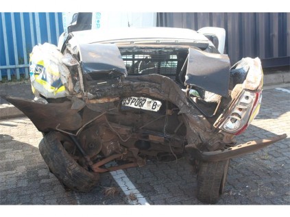 The rear of the police vehicle.