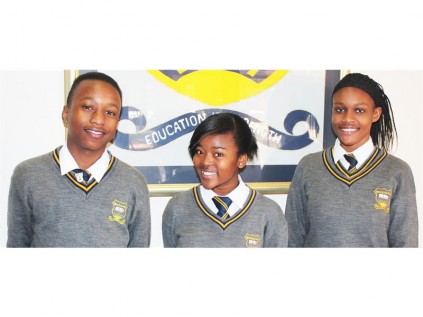 MY SUM EQUALS: Students from grade 8 and 9 from Parklands High School in Florentia, Alberton came in among the top 10 for the Mathematics Olympiad that took place on August 21 at Elspark High School.Malatjie Mahlakyane (grade 8), Samohelisiwe Ntomo (grade 9) and Sharon Umba (grade 8).