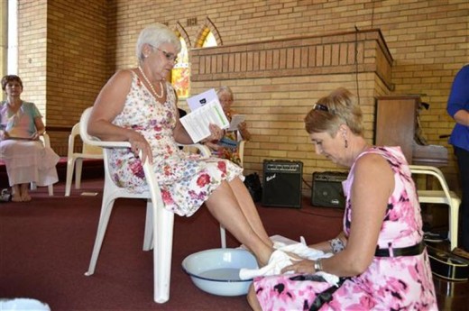 The leaders ministering to one another