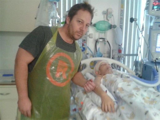 STABLE: Justin slabbert with his son, Caden. Caden was one of the victims in an attack on the N12, last week.
