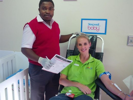 GIVING BACK: : Jenna Axsel, Principal of Creative Academy, making a difference by donating blood on 6 May 2015, at the first of many blood drives to be hosted at the school.