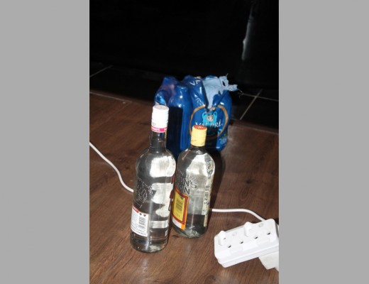 JOLLY GOOD TIME: The liquor to which the house robbers helped themselves while they searched for valuables to loot.