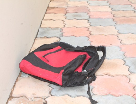 NOT THEIRS: The armed robbers left a bag with their house break-in tools as they fled the scene. 