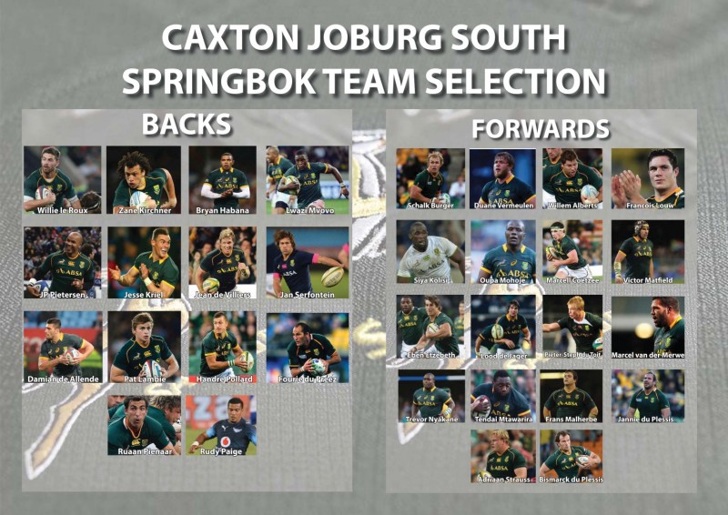The Springbok team according to Caxton South sport reporter, Annette van Schalkwyk. 
