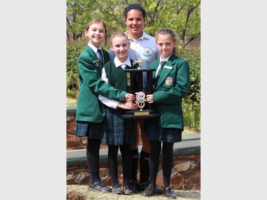 ALL SMILES: The Grace Trinity primary school riders who received Sedibeng colours are Leigh-Ann Hayes, Mikaela Martin, Nicole Fick and Gina Bianchi.