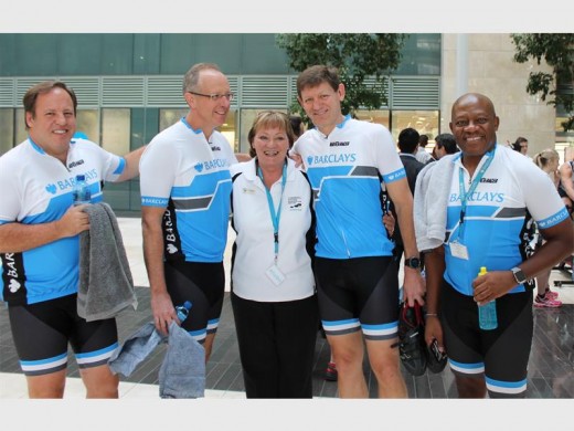 OVERWHELMING SUPPORT: The Barclays Africa Group Leadership EXCO Members Craig Bond, Charles Russon, Tersia Burger (CEO Stepping Stone Hospice), Arrie Rautenbach and Bobby Malabie.