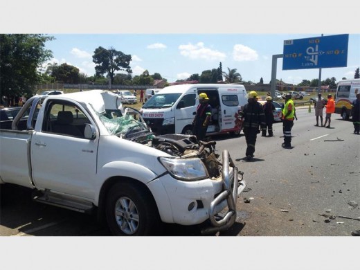 MINOR INJURIES: The driver of a bakkie which collided with a stationary truck was transported to hospital with minor injuries.