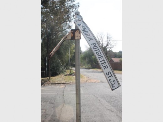 BENT: The street name signs of Tenth Avenue and Hendrik Potgieter Street in Alberton North have been vandalised.