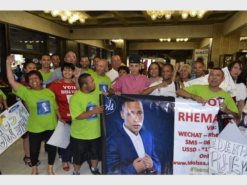 GREAT SUPPORT: Rhema’s family and friends supported him week after week at the live recordings of Idols SA at the State theatre in Pretoria.