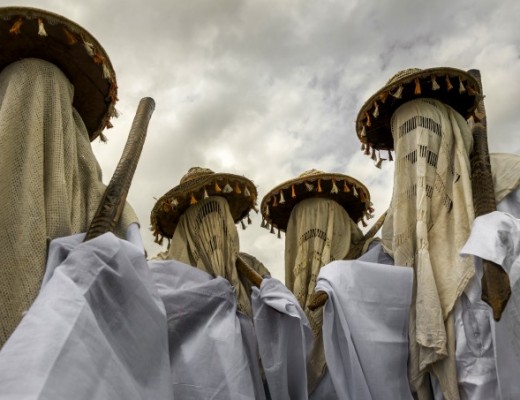 Masked messengers from Yafin Nigerian King in Benin, West Africa. Image by © Eric Lafforgue/Art in All of Us/Corbis