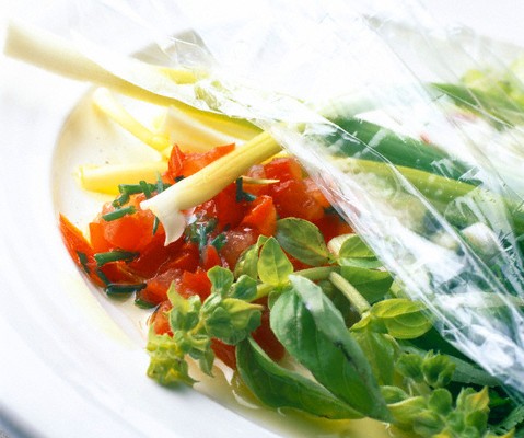 Ingredients For Tomato Sauce with Herbs --- Image by © J.Bilic/photocuisine/Corbis
