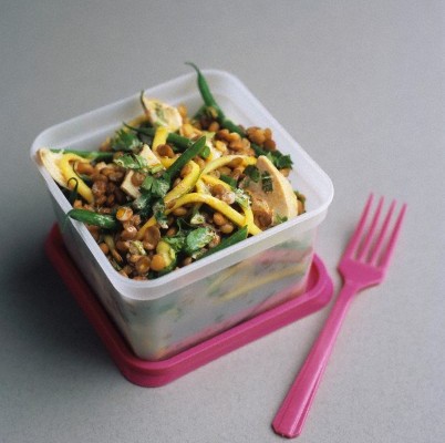 Lentil salad with smoked chicken breast