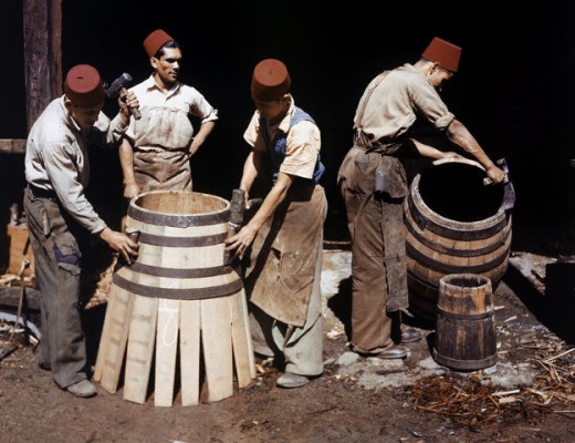 Malaysian coopers work making barrels at a winery. Image by © W. Robert Moore/National Geographic Creative/Corbis