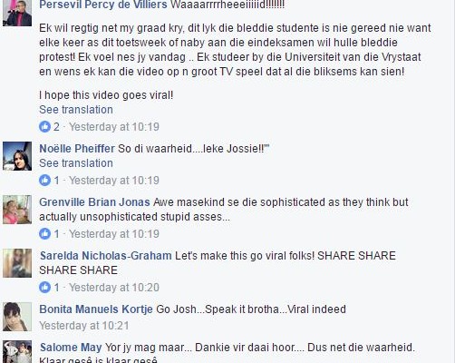 A screen grab of some of the comments on Facebook.