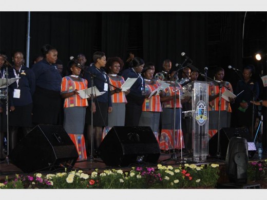 The SABC Choristers sharing the stage with the EMPD Choral Choir to sing the national anthem and the AU anthem during Thandi Klaasen's memorial service at Germiston City Hall on Wednesday, January 25.